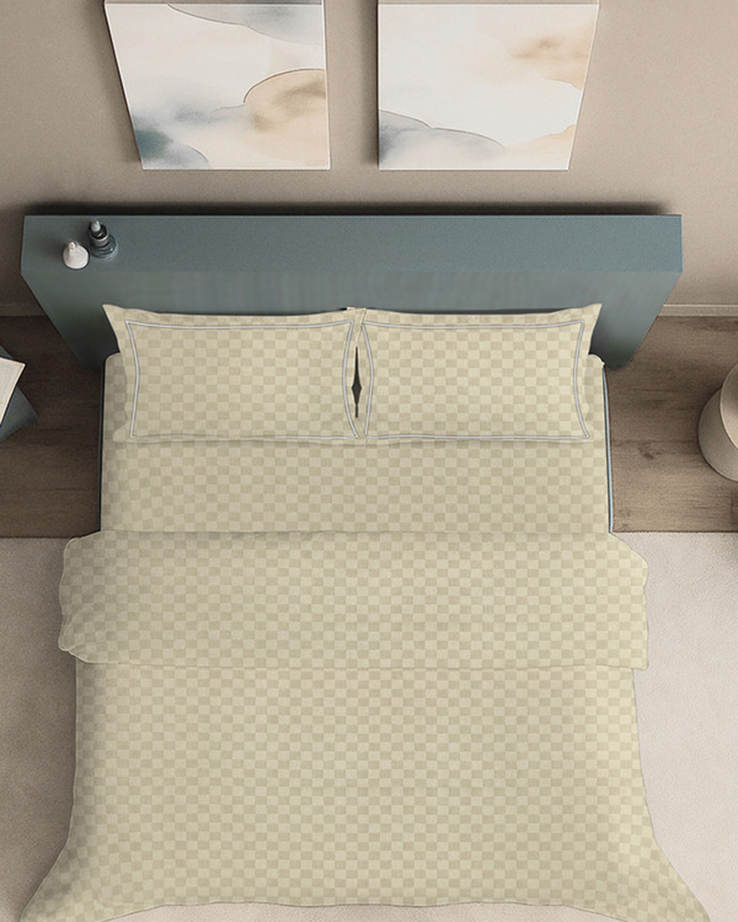 Mulberry Living Cotton King 4Pc Urban Grid Pearl