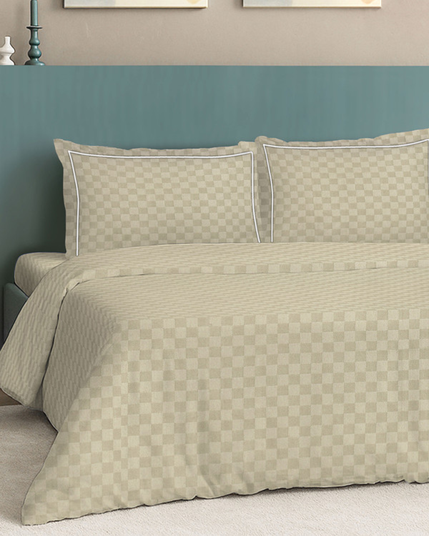 Mulberry Living Cotton King 4Pc Urban Grid Pearl