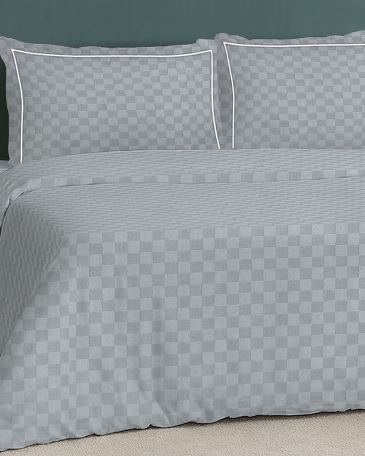 Mulberry Living Cotton King 4Pc Urban Grid Pearl