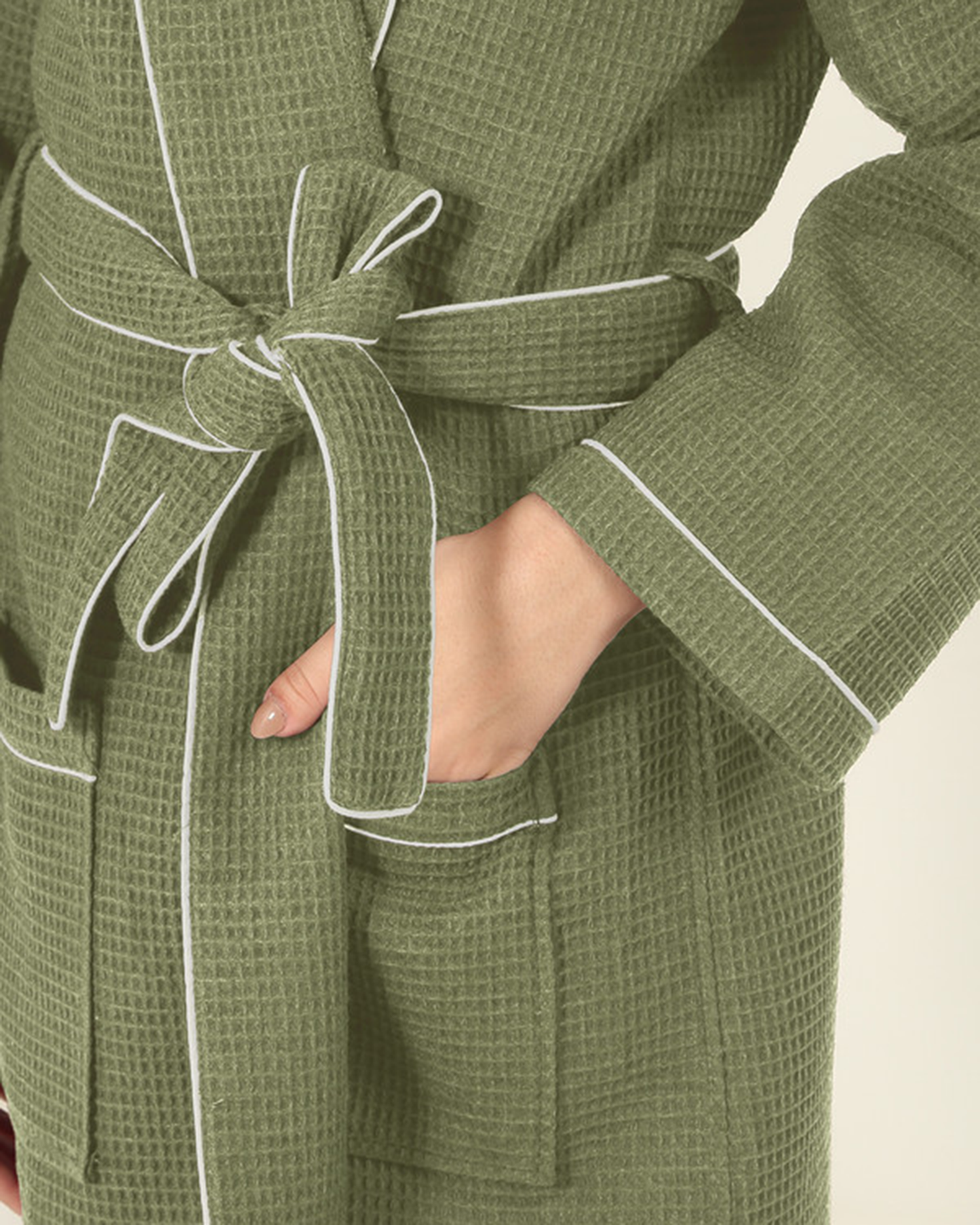 Mulberry Living Cotton Bathrobe Waffle Unisex Green