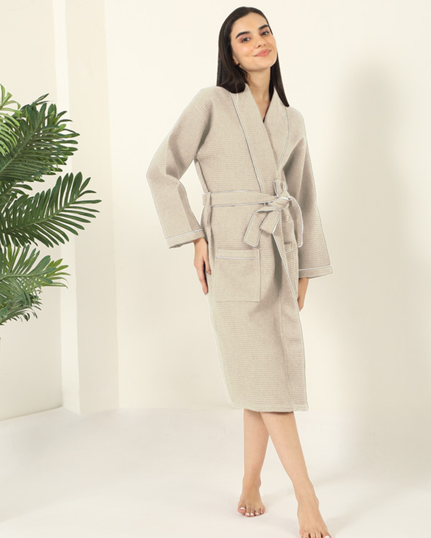 Mulberry Living Cotton Bathrobe Waffle Unisex Green
