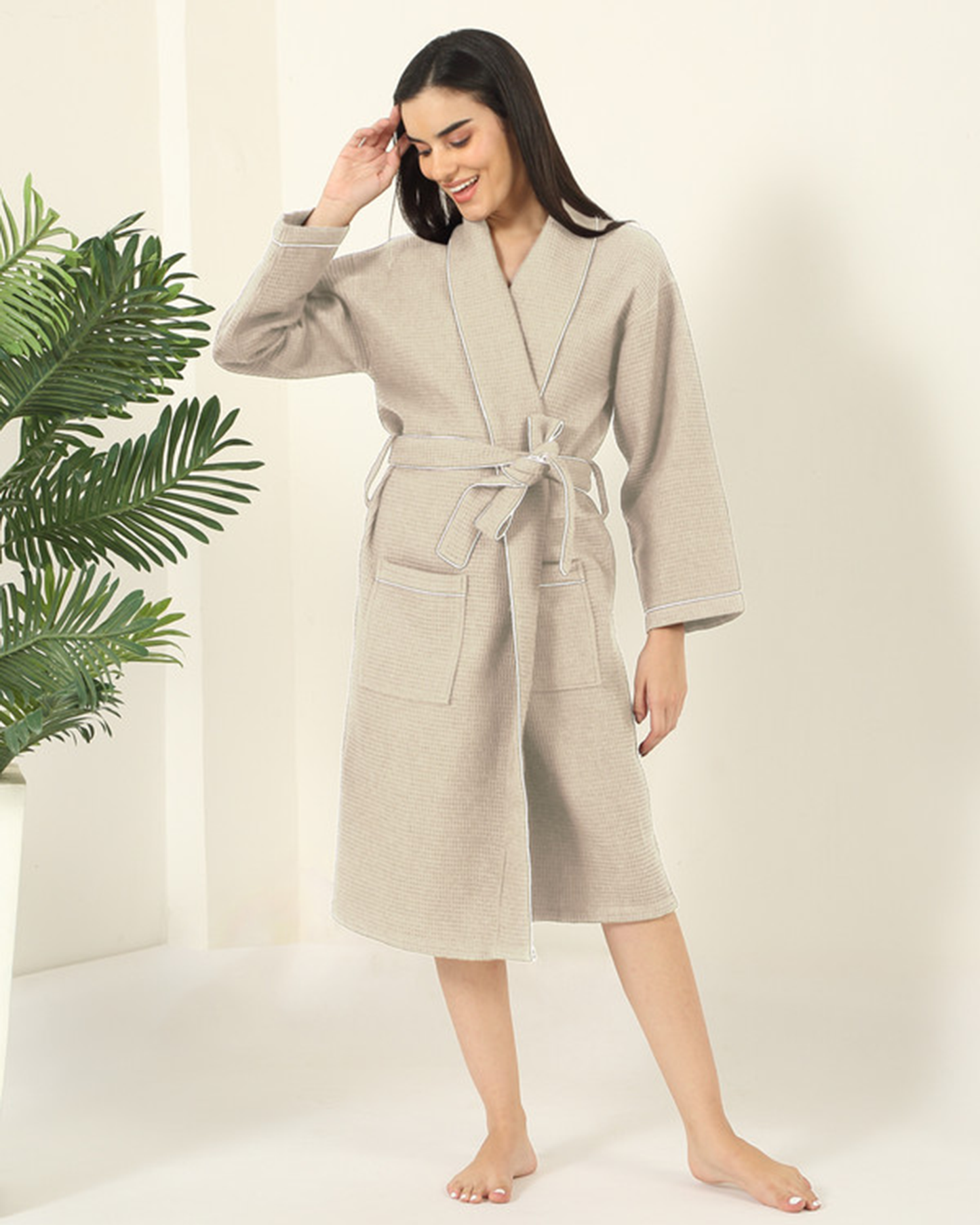 Mulberry Living Cotton Bathrobe Waffle Unisex Green