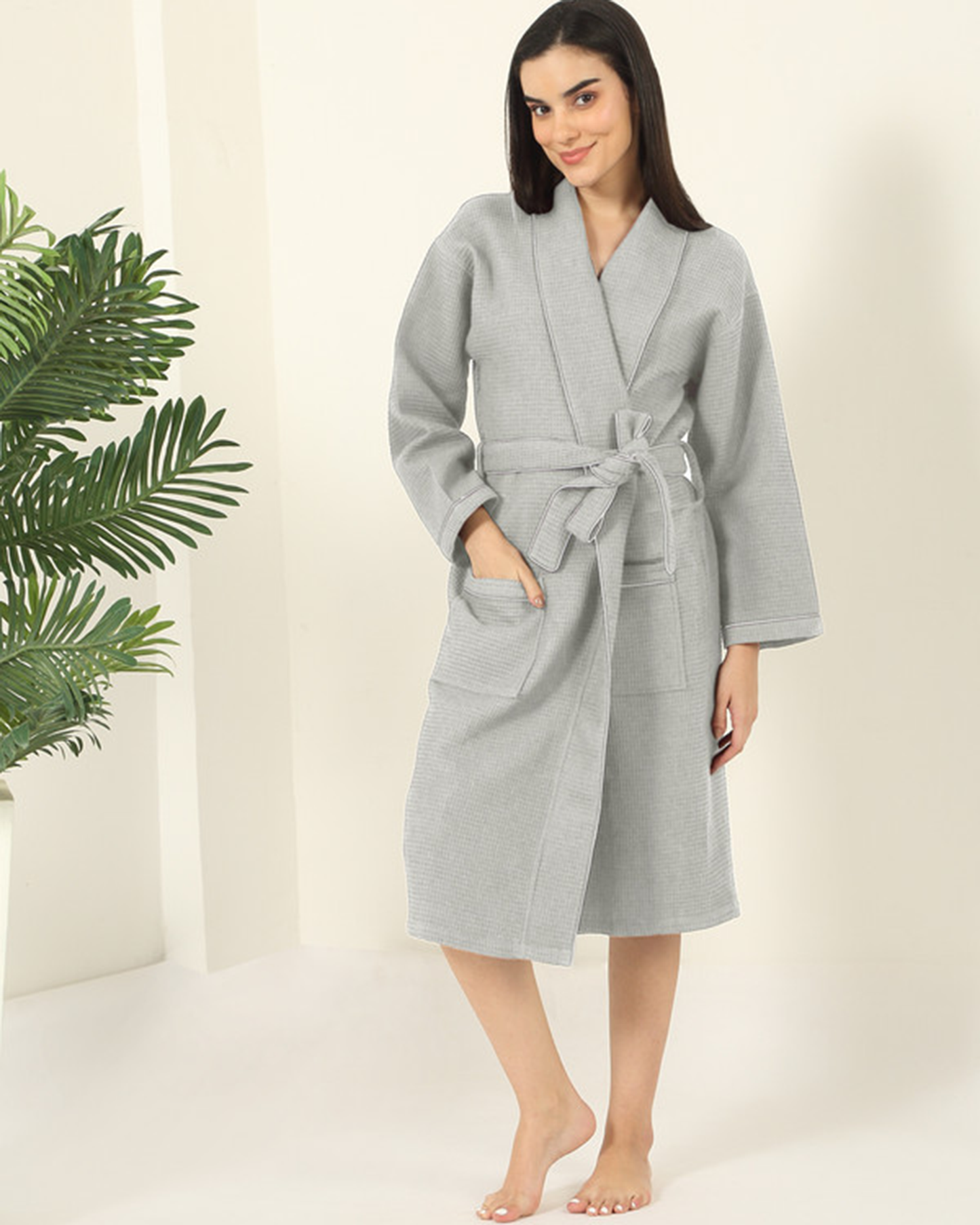 Mulberry Living Cotton Bathrobe Waffle Unisex Green