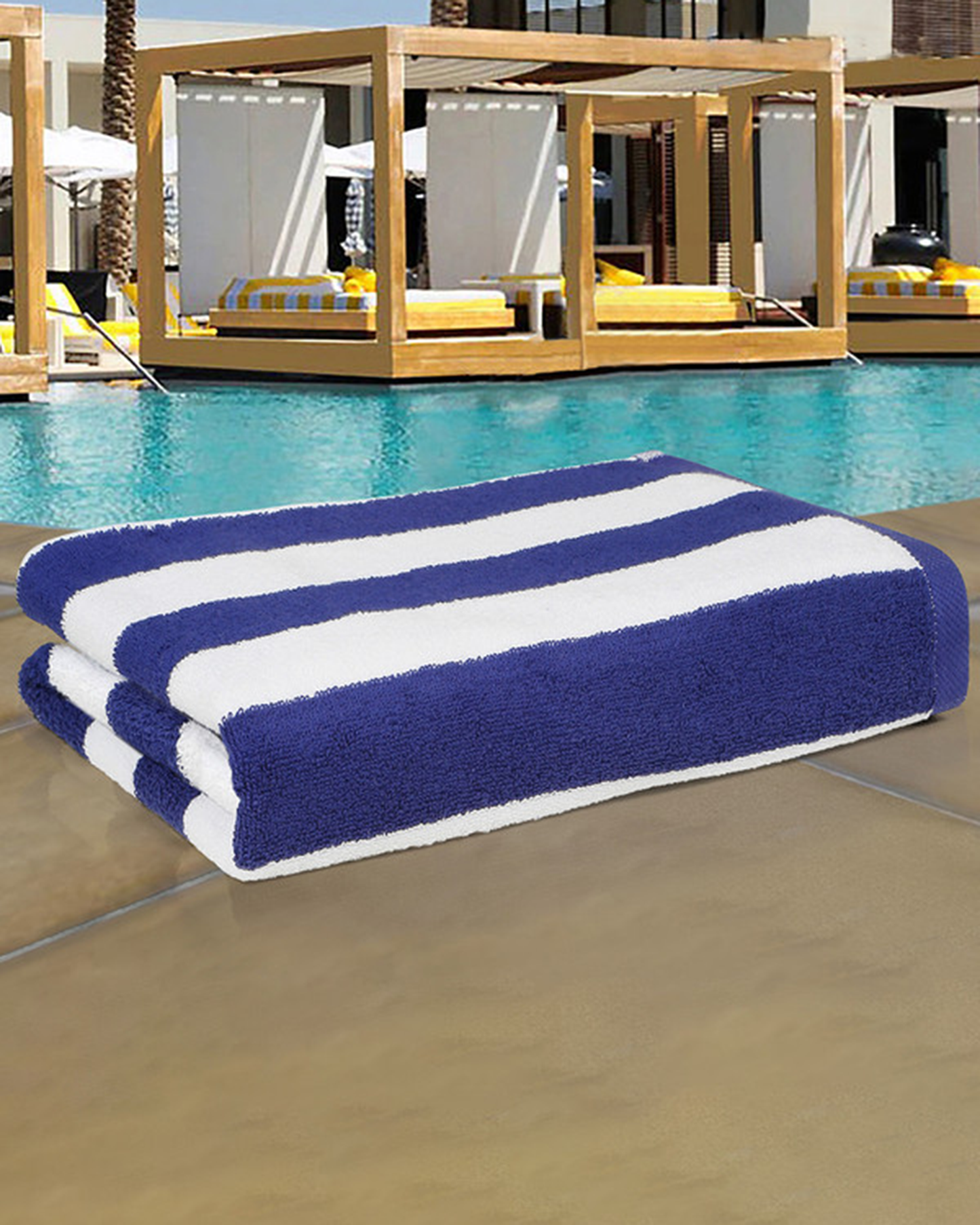 Mulberry Living Cotton Pool Towel 600GSM Blue White