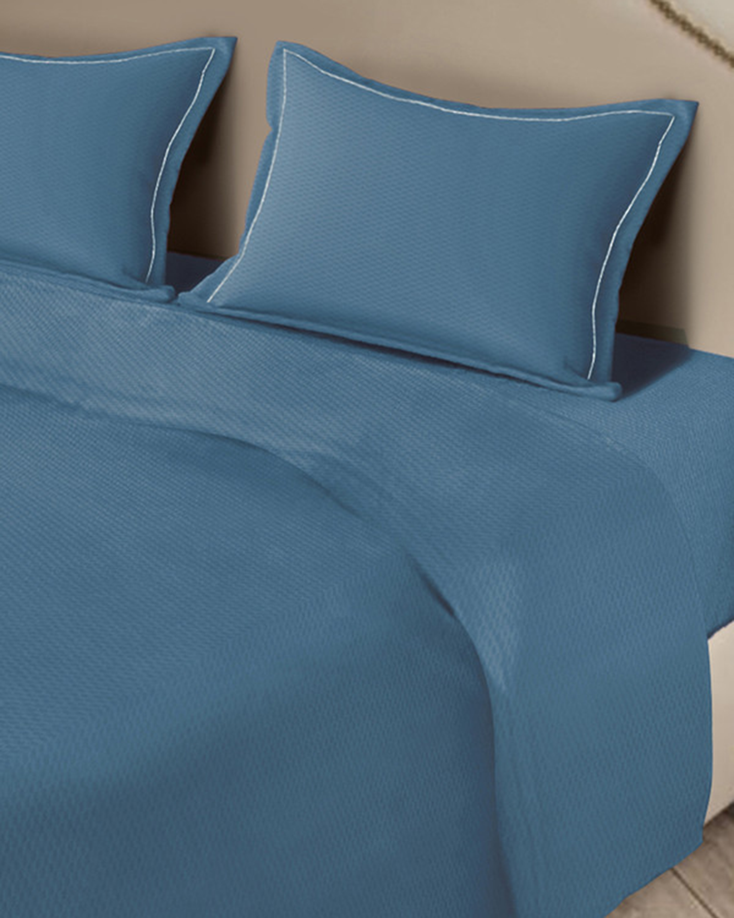 Mulberry Living Cotton King 4Pc Micro Checks Stratosphere Blue
