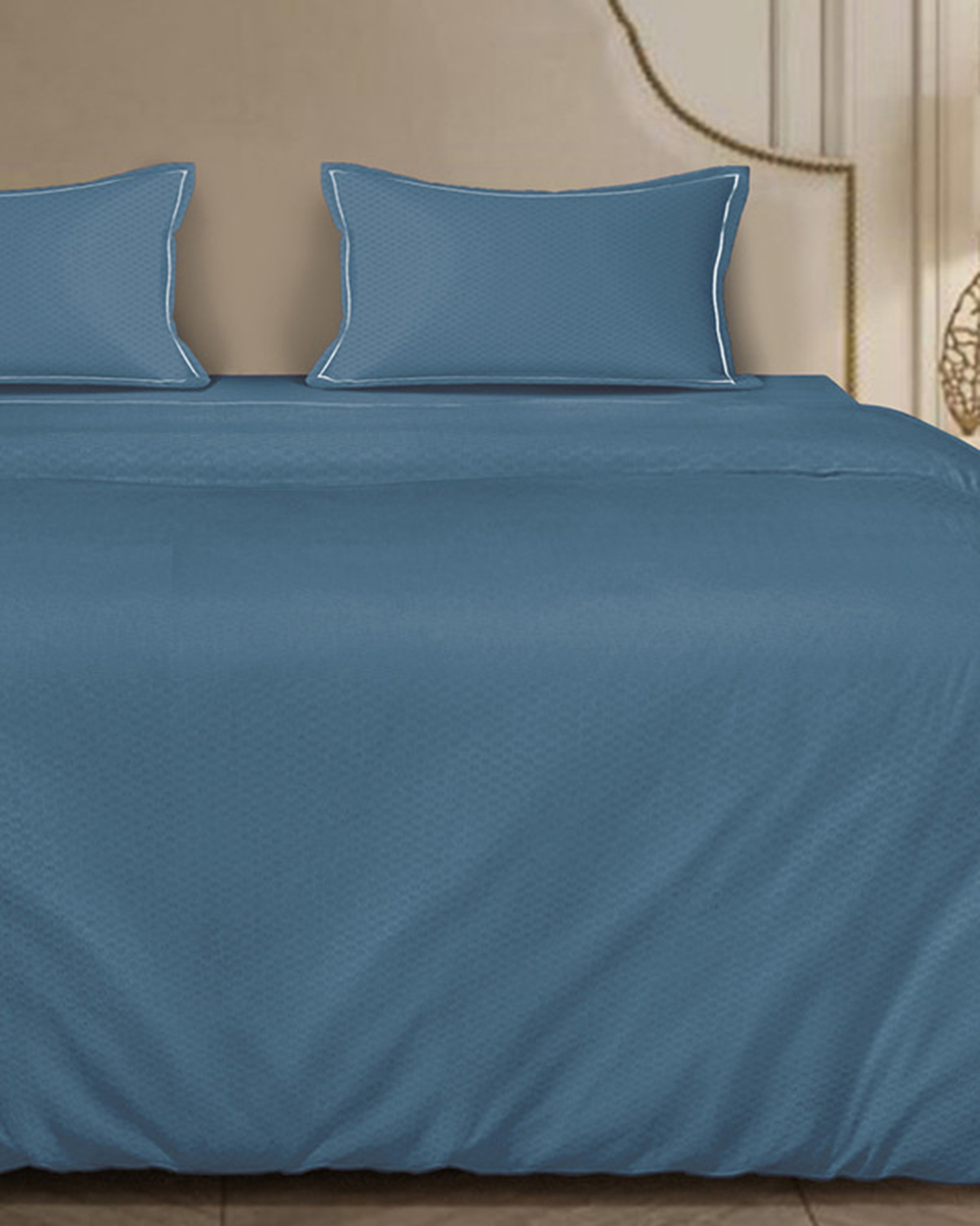 Mulberry Living Cotton King 4Pc Micro Checks Stratosphere Blue