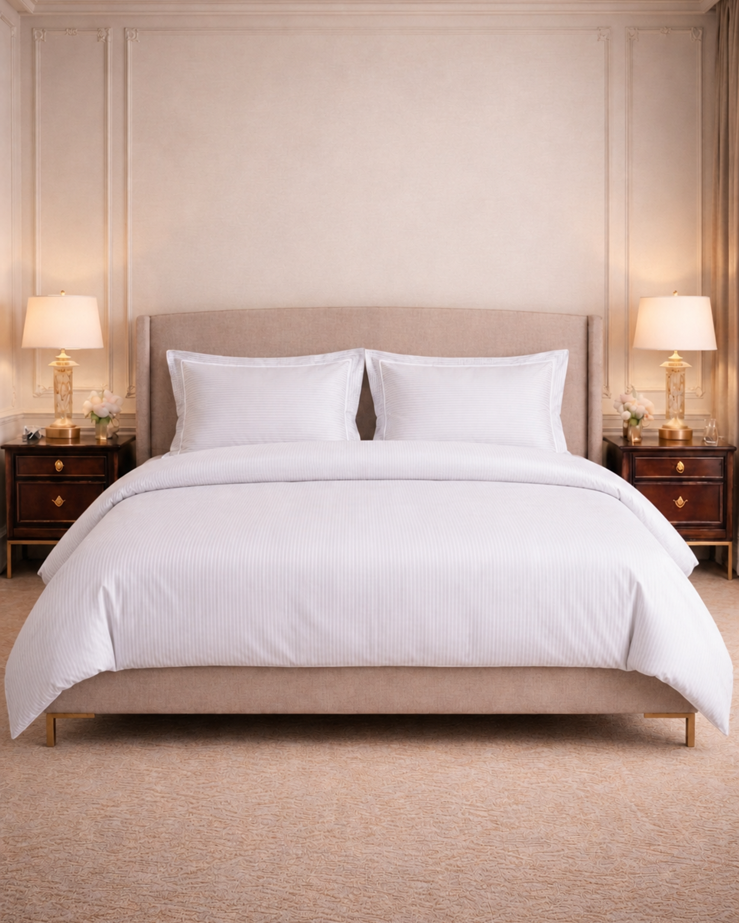 Cotton King 4Pc Linear Luxe White