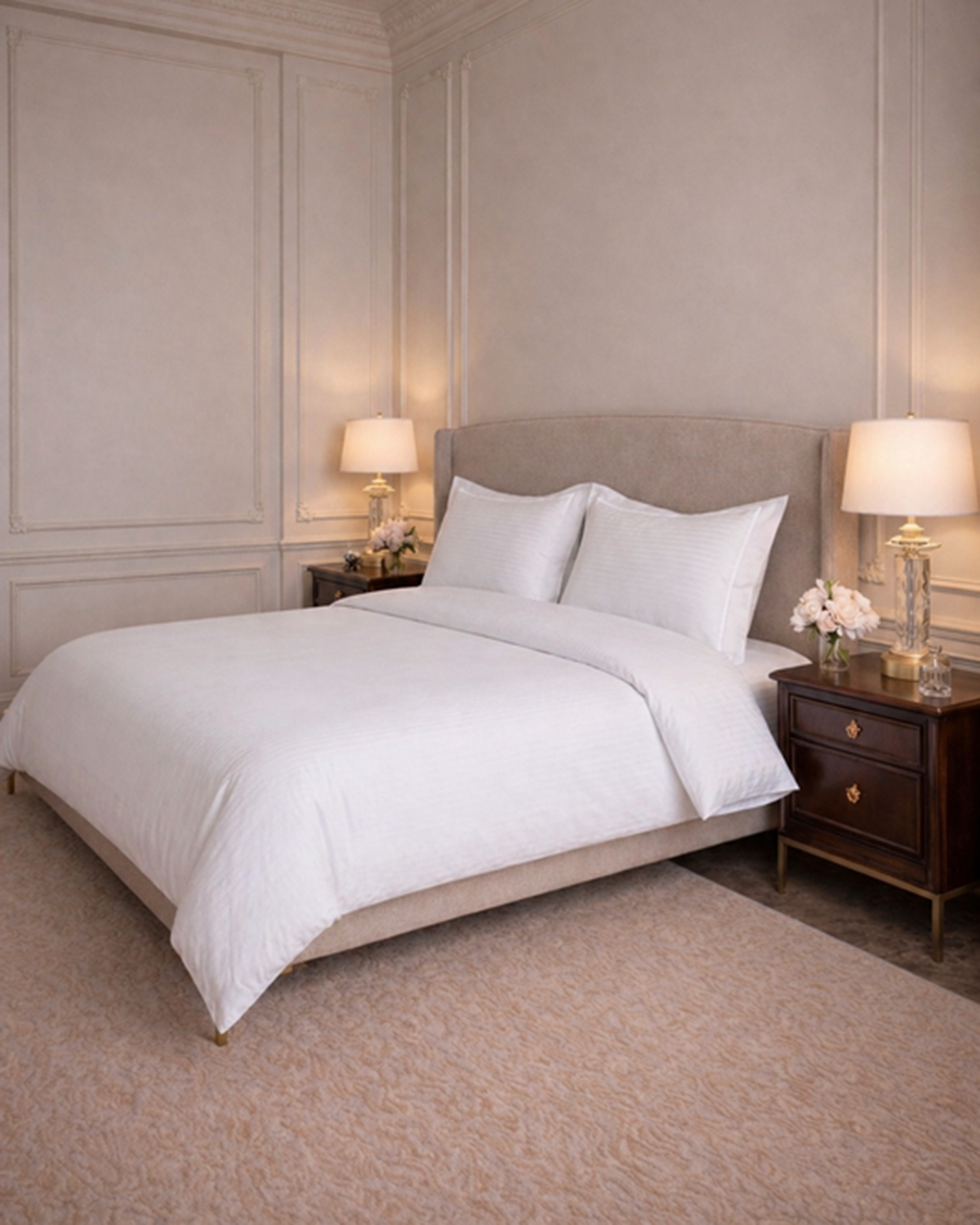 Mulberry Living Cotton King 4Pc Linear Luxe White