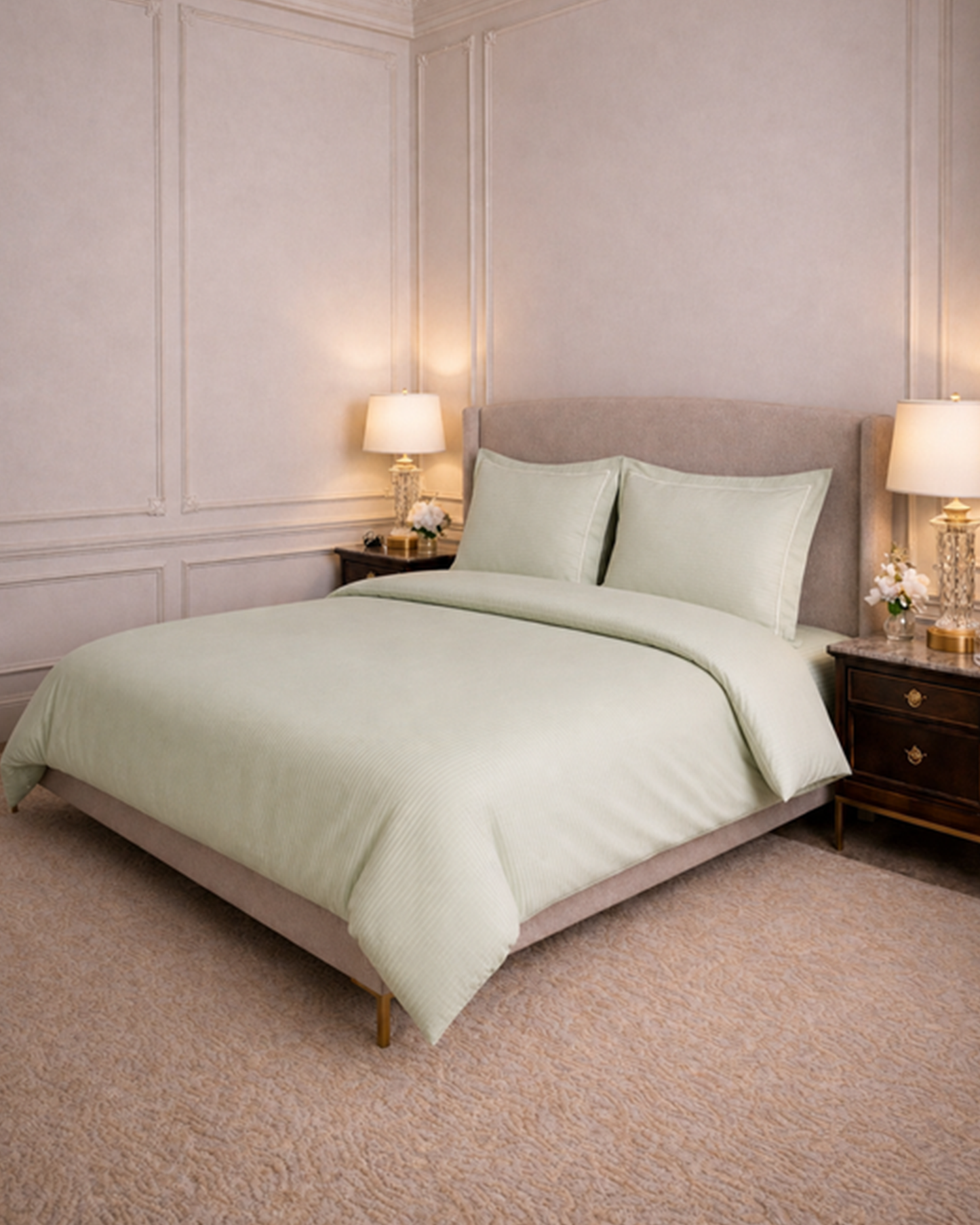 Mulberry Living Cotton King 4Pc Linear Luxe White