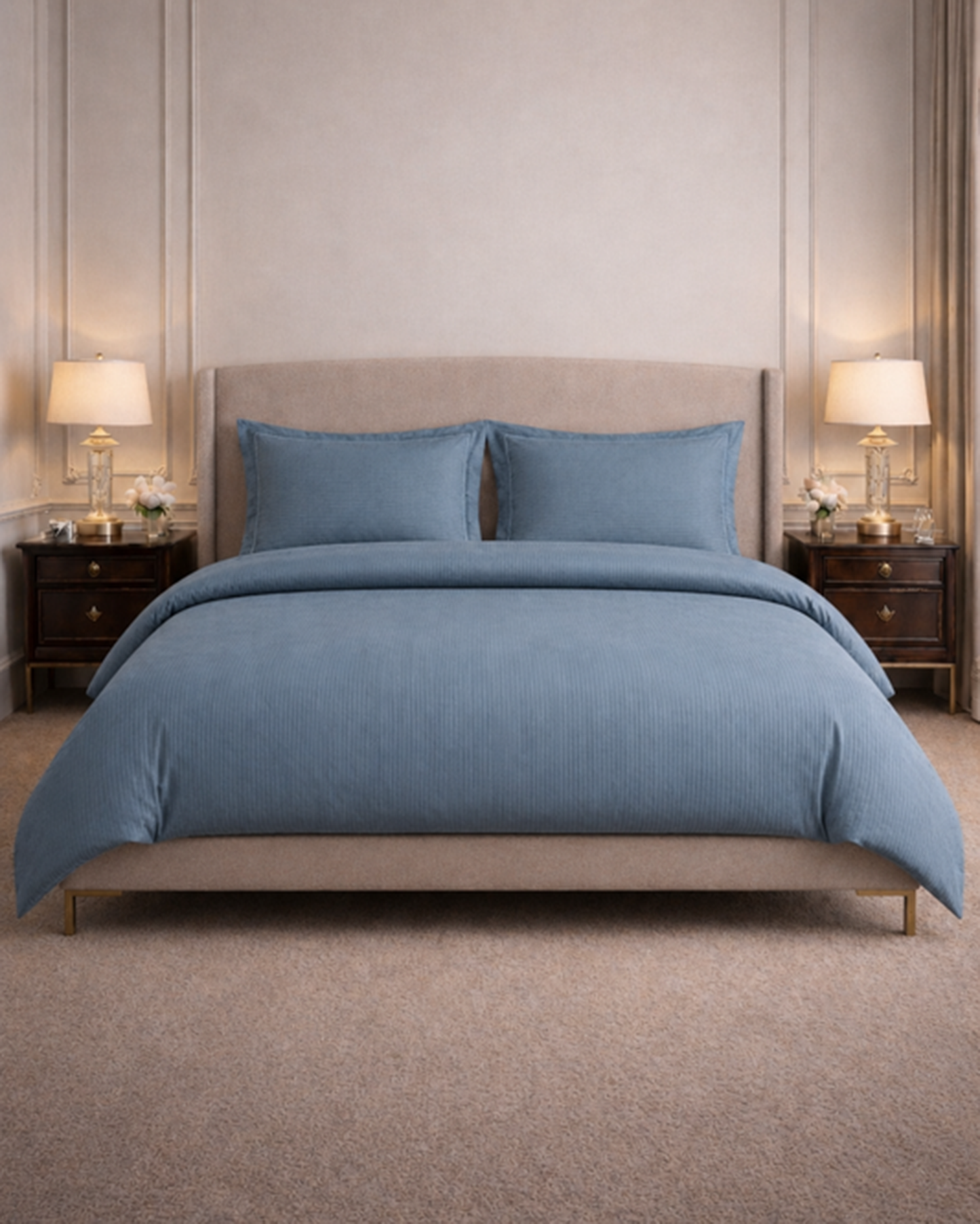 Mulberry Living Cotton King 4Pc Linear Luxe White