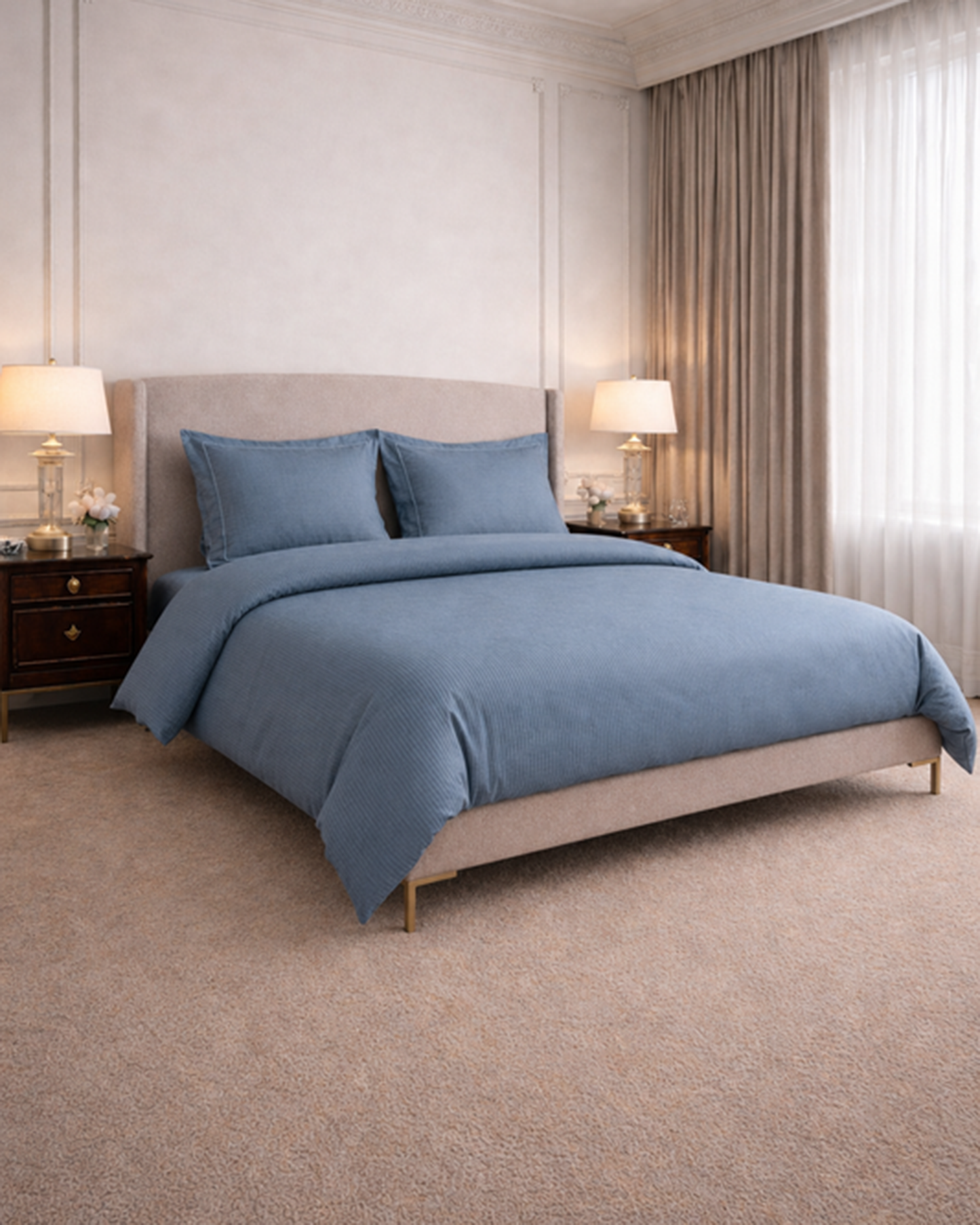 Mulberry Living Cotton King 4Pc Linear Luxe White