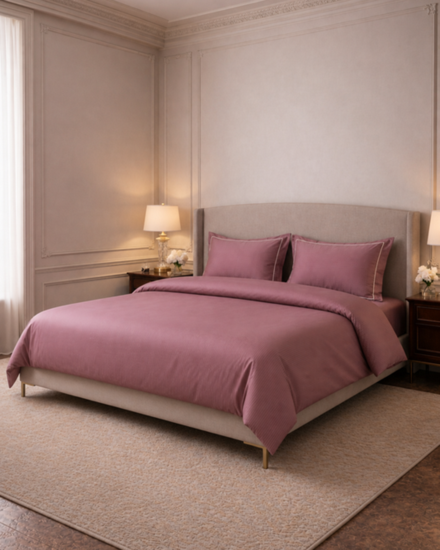 Mulberry Living Cotton King 4Pc Linear Luxe White