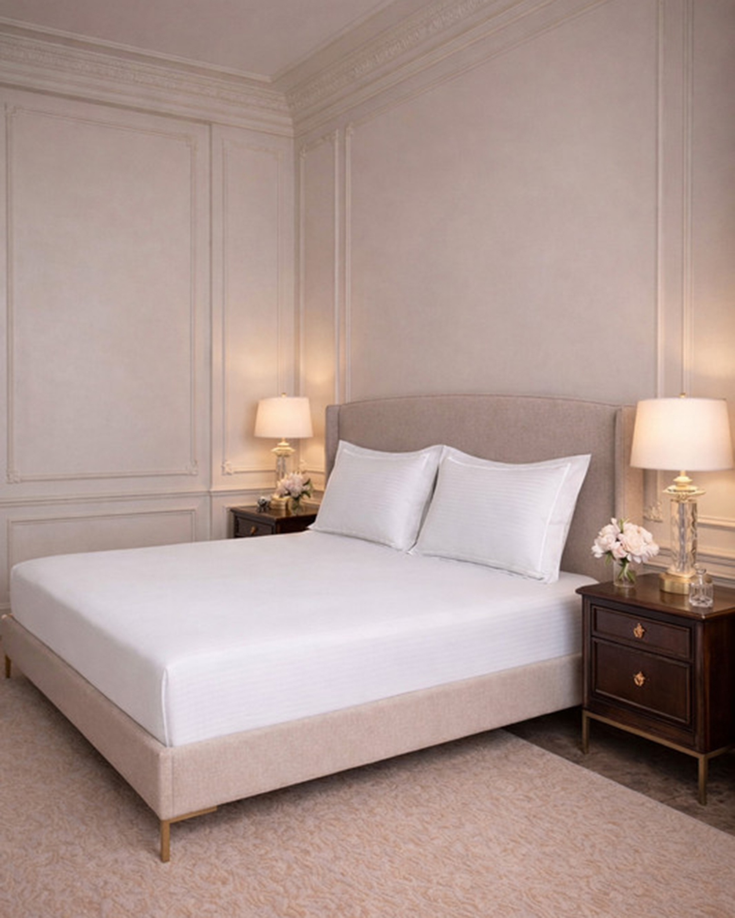 Mulberry Living Cotton King Fitted 3Pc Linear Luxe White