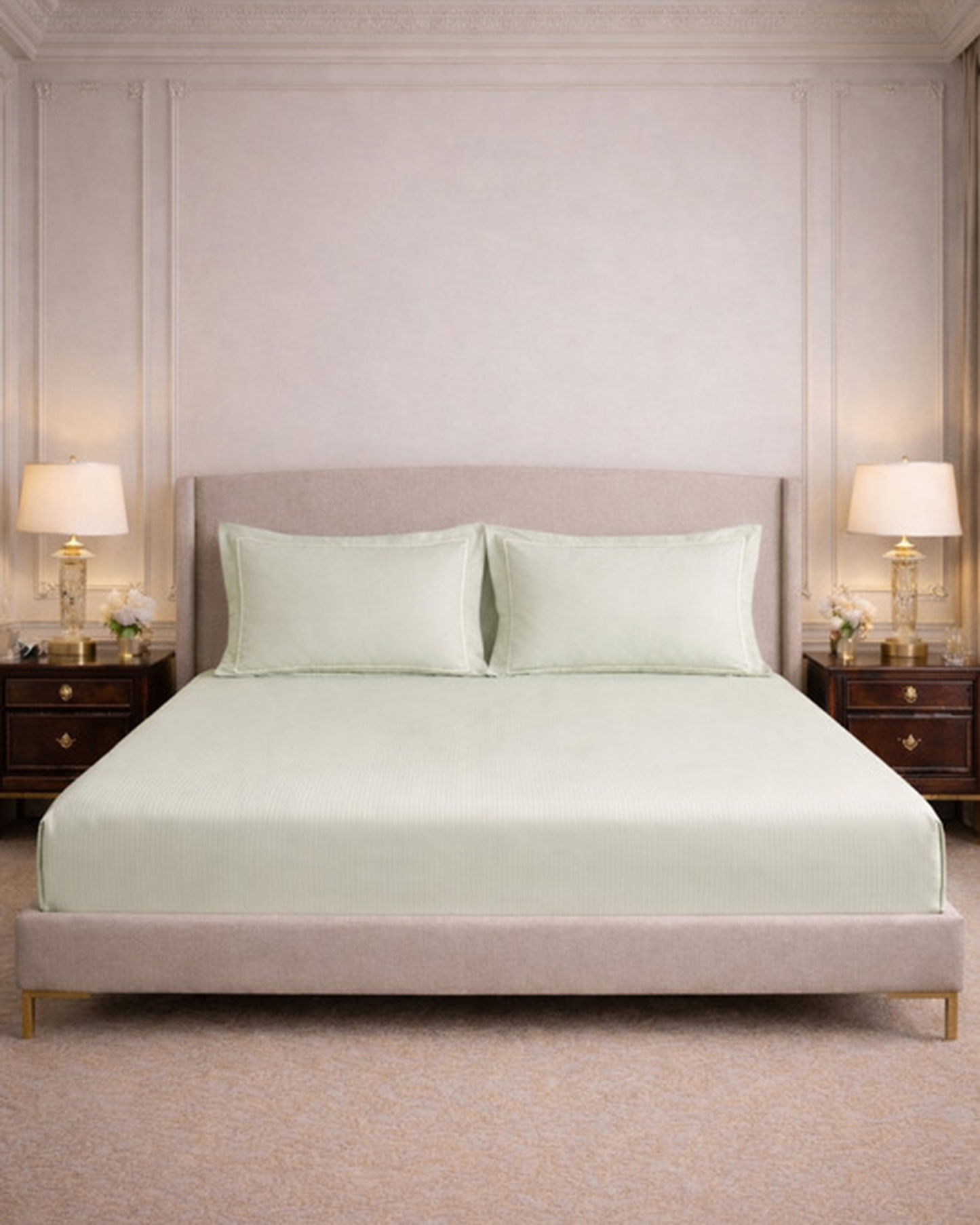 Mulberry Living Cotton King Fitted 3Pc Linear Luxe White