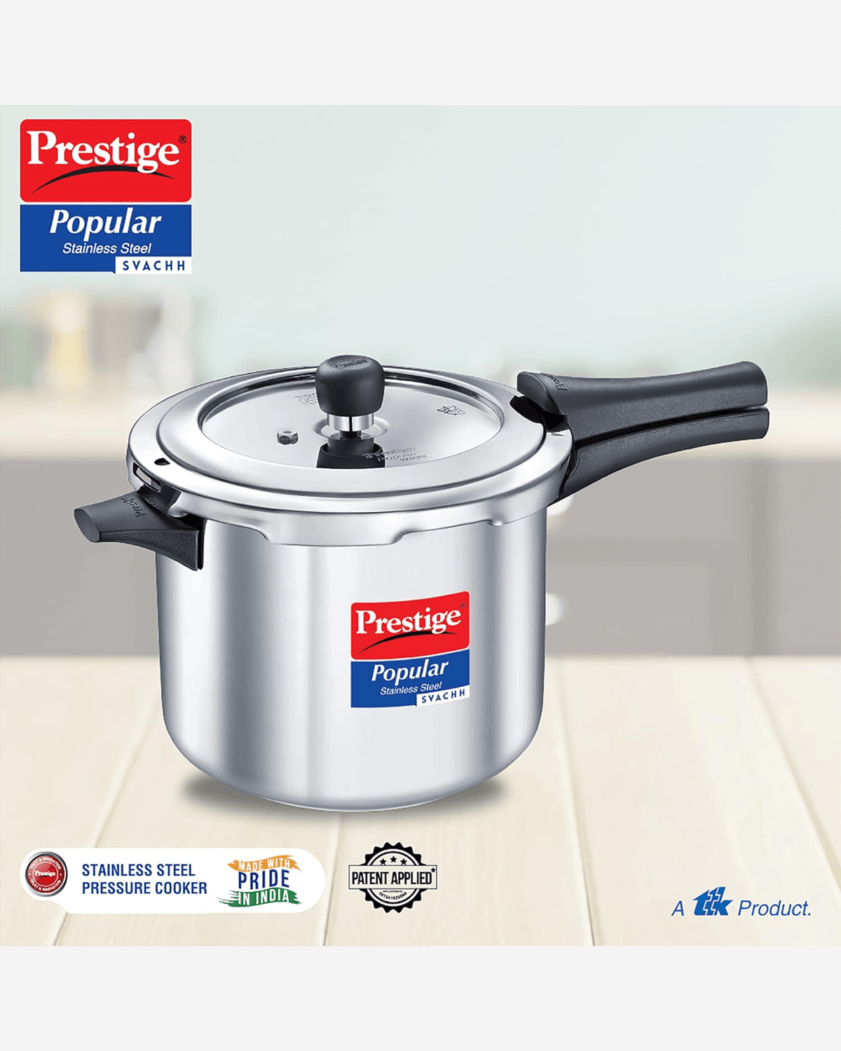 Prestige Popular Svachh Pressure Cooker 5L Stainless Steel Outer Lid