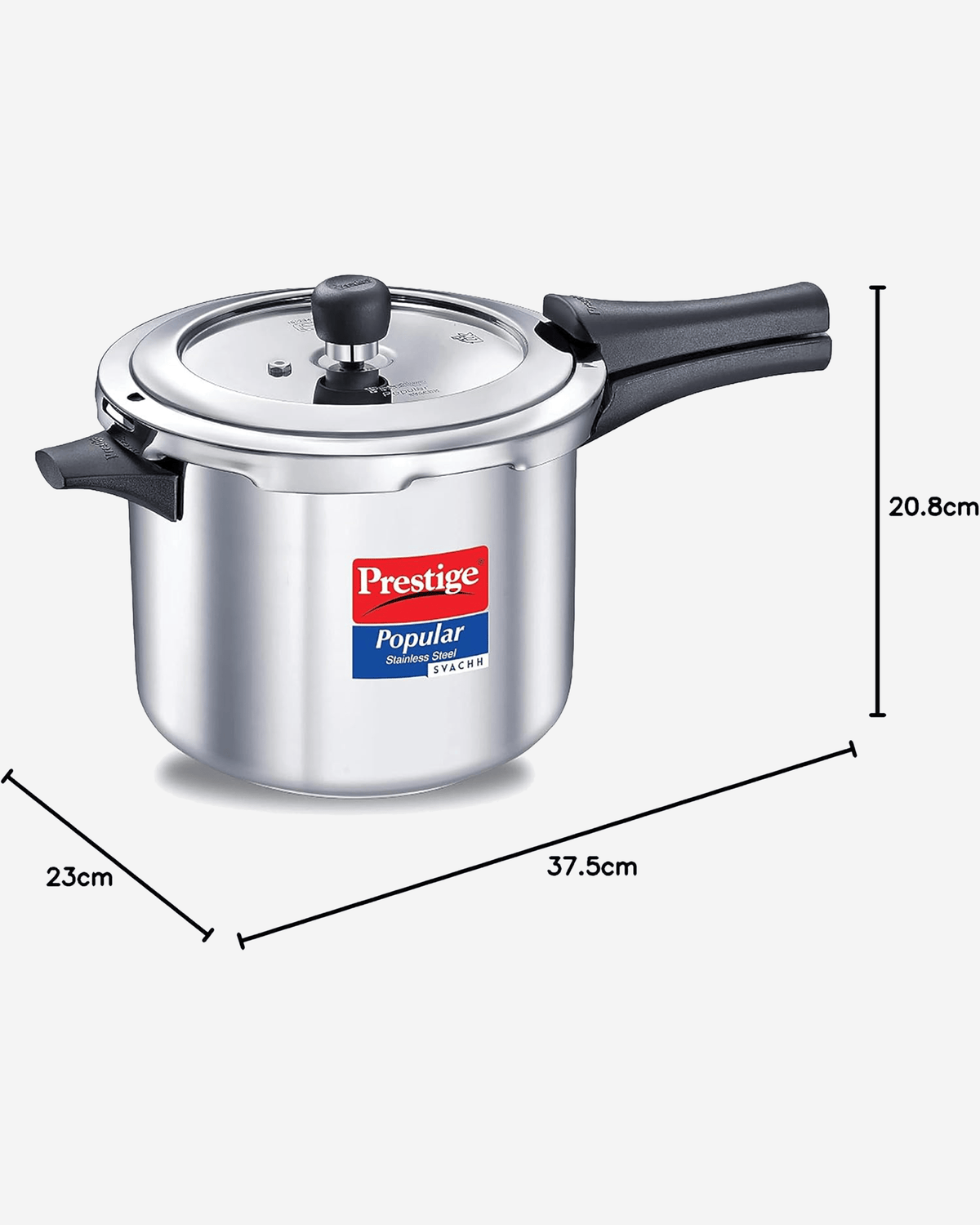Prestige Popular Svachh Pressure Cooker 5L Stainless Steel Outer Lid