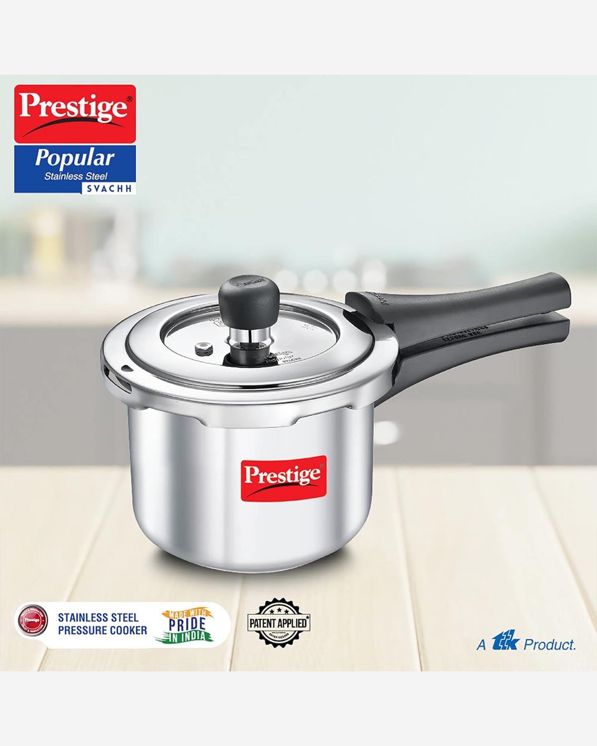Prestige Svachh Pressure Cooker 5L Tri-Ply Stainless Steel Inner Lid