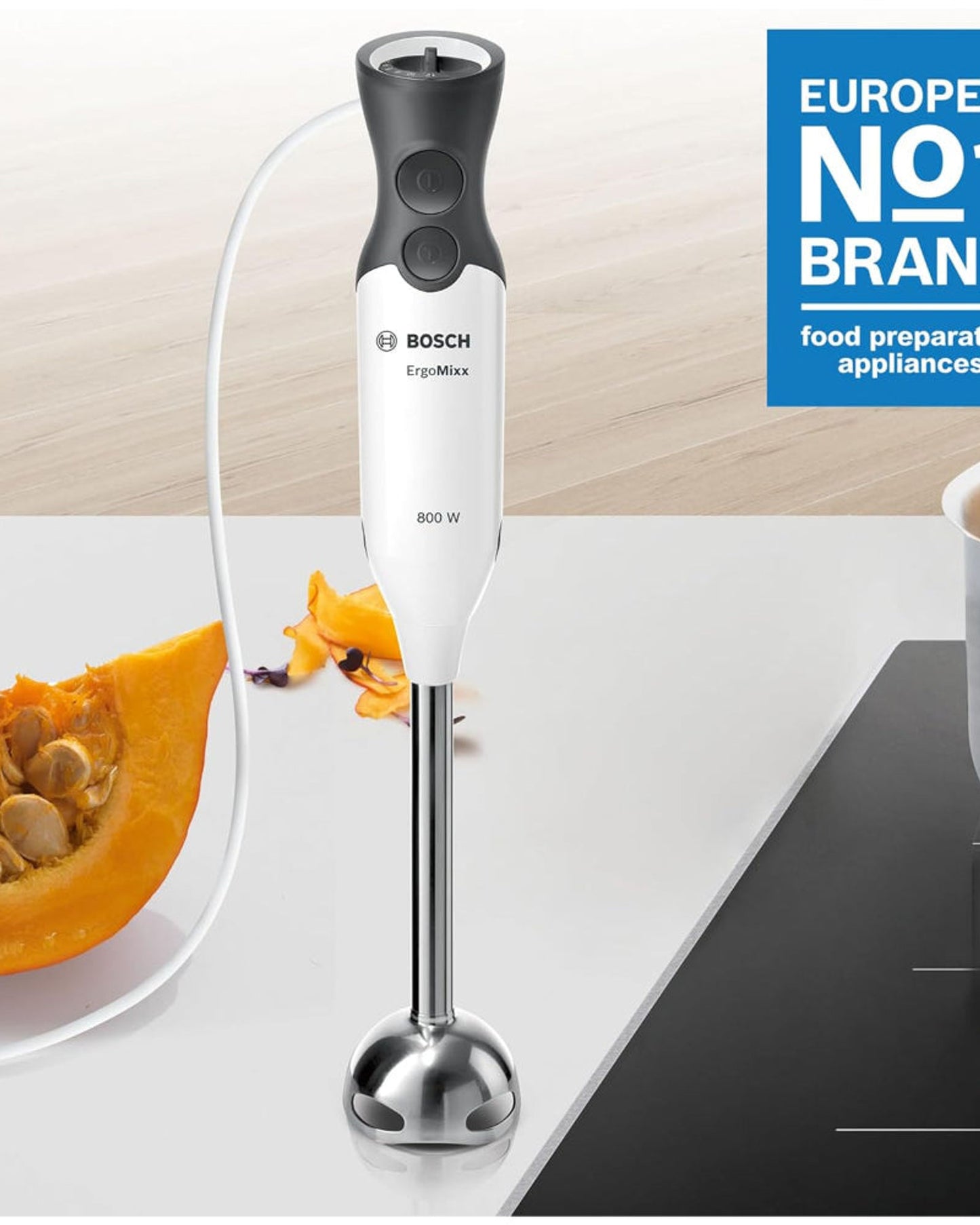 Bosch 800W Hand Blender 12 Speeds QuattroBlade Turbo Chopper & Whisk – MS6CA4150G White