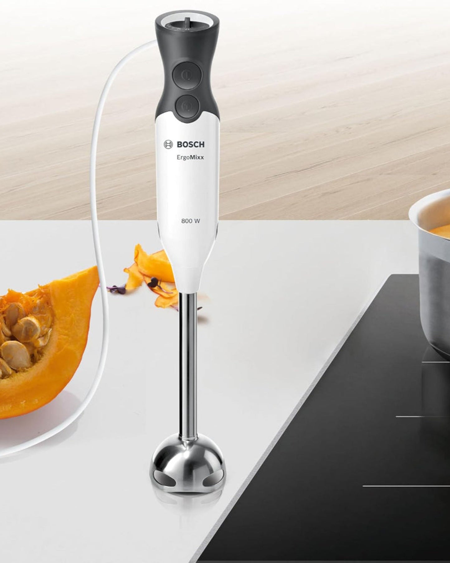 Bosch 800W Hand Blender 12 Speeds QuattroBlade Turbo Chopper & Whisk – MS6CA4150G White