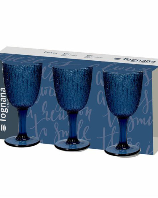 Tognana Davor - Set 3 Goblets Glass    Blu