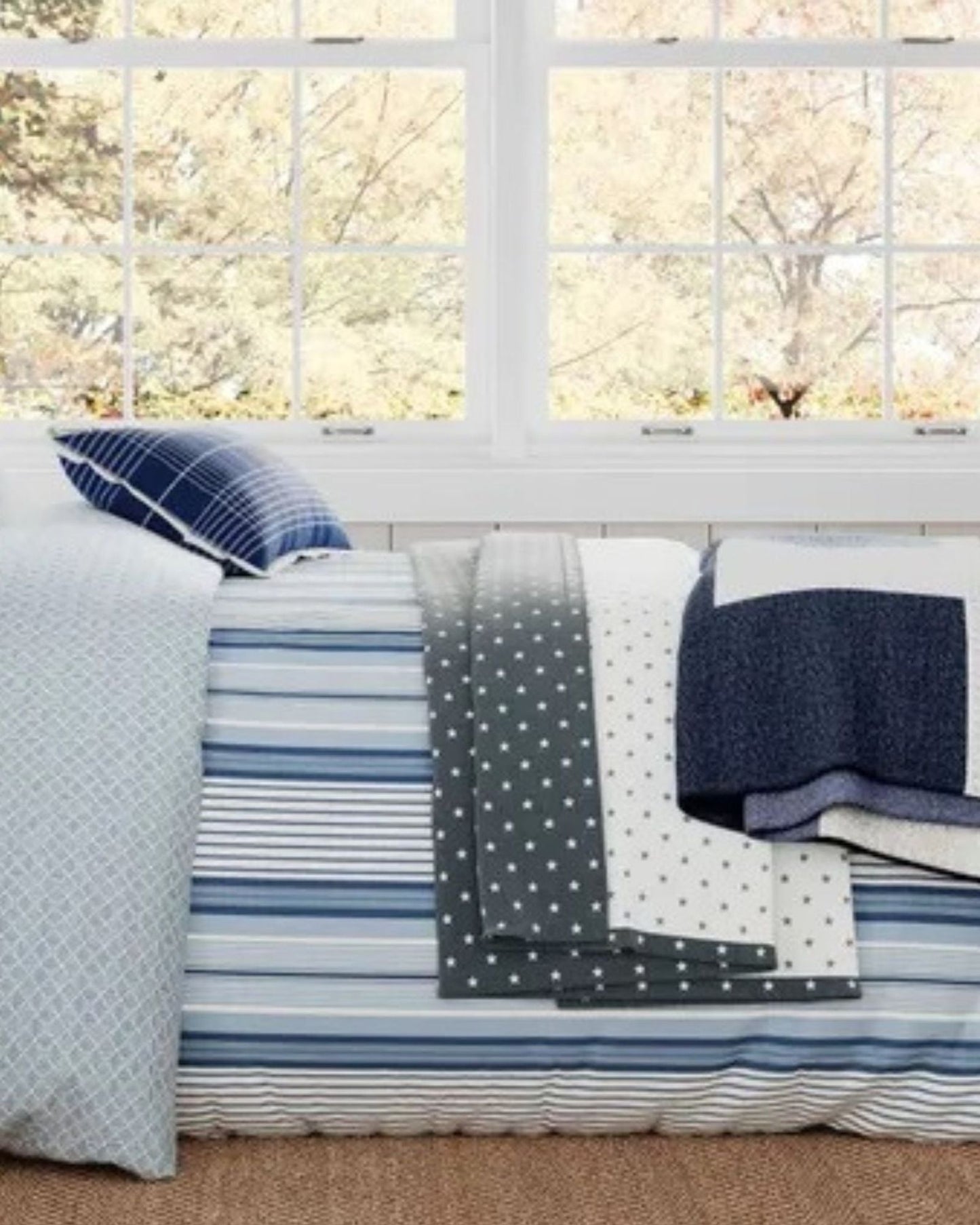 Helena Springfield "LI Nautical Stripe" Duvet Cover Sets in Navy Blue