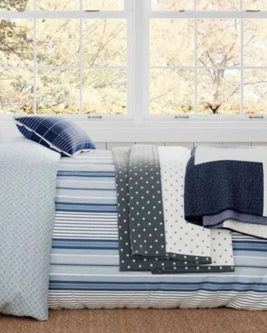Helena Springfield "LI Nautical Stripe" Duvet Cover Sets in Navy Blue
