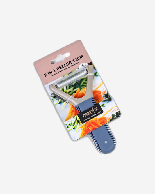 Cuisine Art 2-in-1 Stainless Steel Peeler -12cm, Ergonomic Handle, 1 Piece, Assorted
