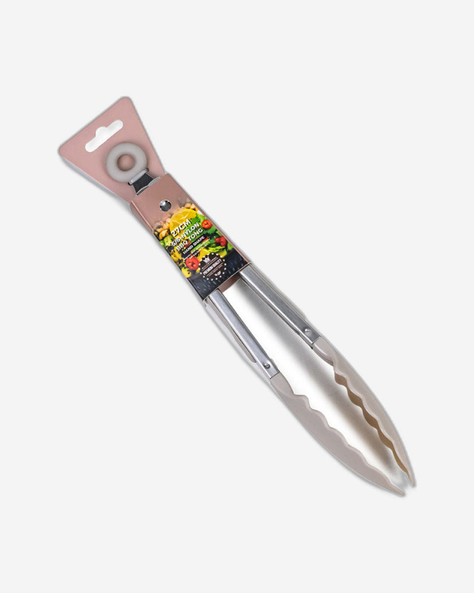 Cuisine Art 27cm Stainless Steel & Nylon BBQ Tong - Heavy-Duty Heat-Resistant Grill Tongs with Non-Slip Nylon Tips