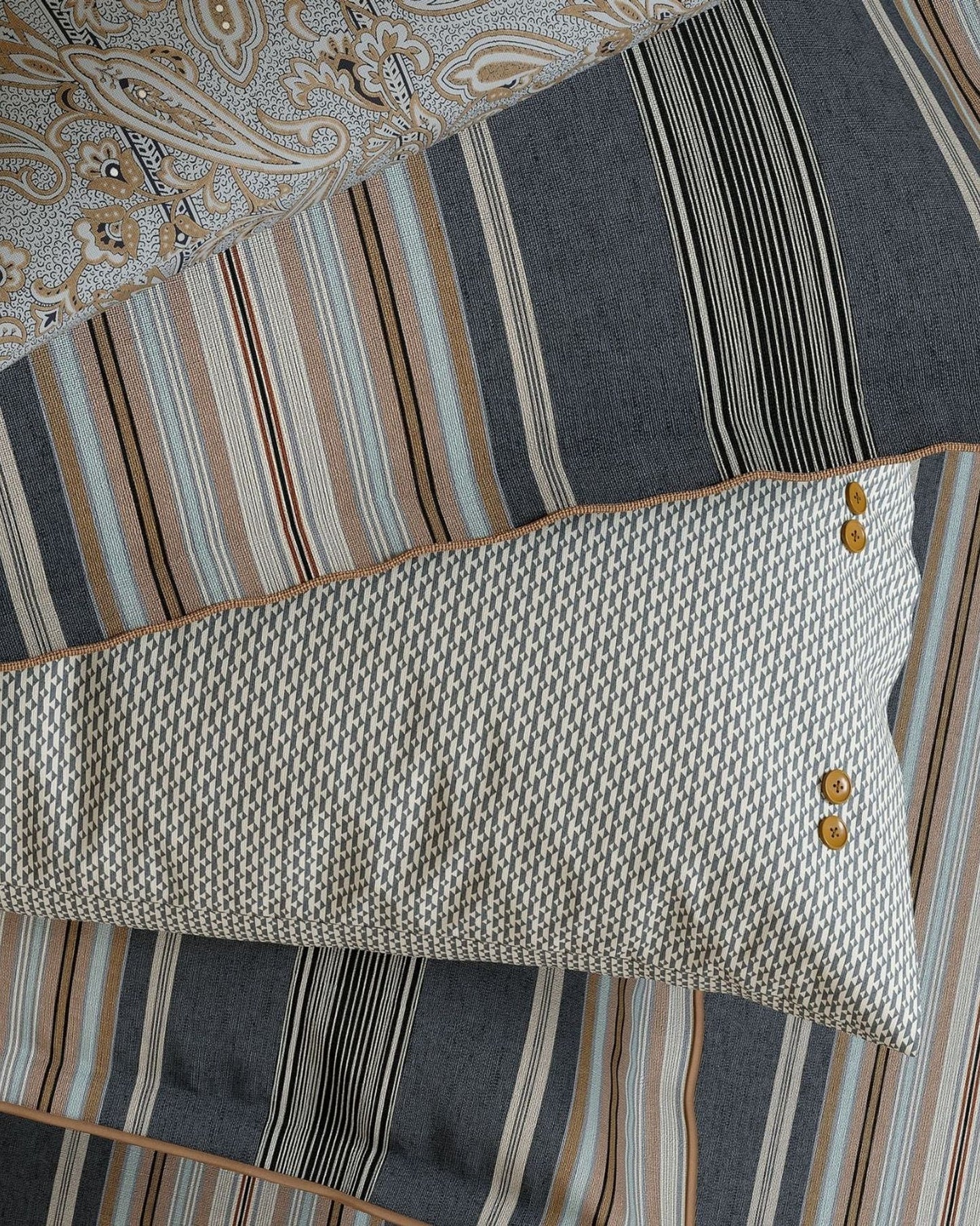 Bedeck of Belfast "Oscar" Duvet Cover and Oxford Pillowcase in Charcoal & Tan