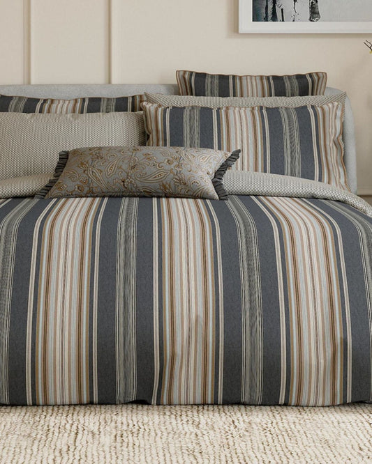 Bedeck of Belfast "Oscar" Duvet Cover and Oxford Pillowcase in Charcoal & Tan