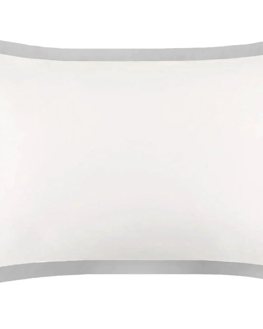 Mayfairsilk "Mulberry Silk" Oxford Pillowcase in Ivory with Oyster Grey Border