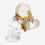 Shallow 12-Piece Porcelain Cups & Saucers Set with Bamboo Stand, 180ml