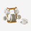 Shallow 12-Piece 180ml Porcelain Cups & Saucers Set with Bamboo Stand – Elegant Tea/Coffee Serving Set