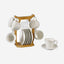 Shallow 12-Piece 90ml Porcelain Cups & Saucers Set with Bamboo Stand – Elegant Tea/Coffee Serving Set