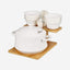 Shallow Porcelain Soup Set with Bamboo Stand, 15 Pieces - Includes Soup Bowls, Spoons & Bamboo Tray, 36x30x23.5cm
