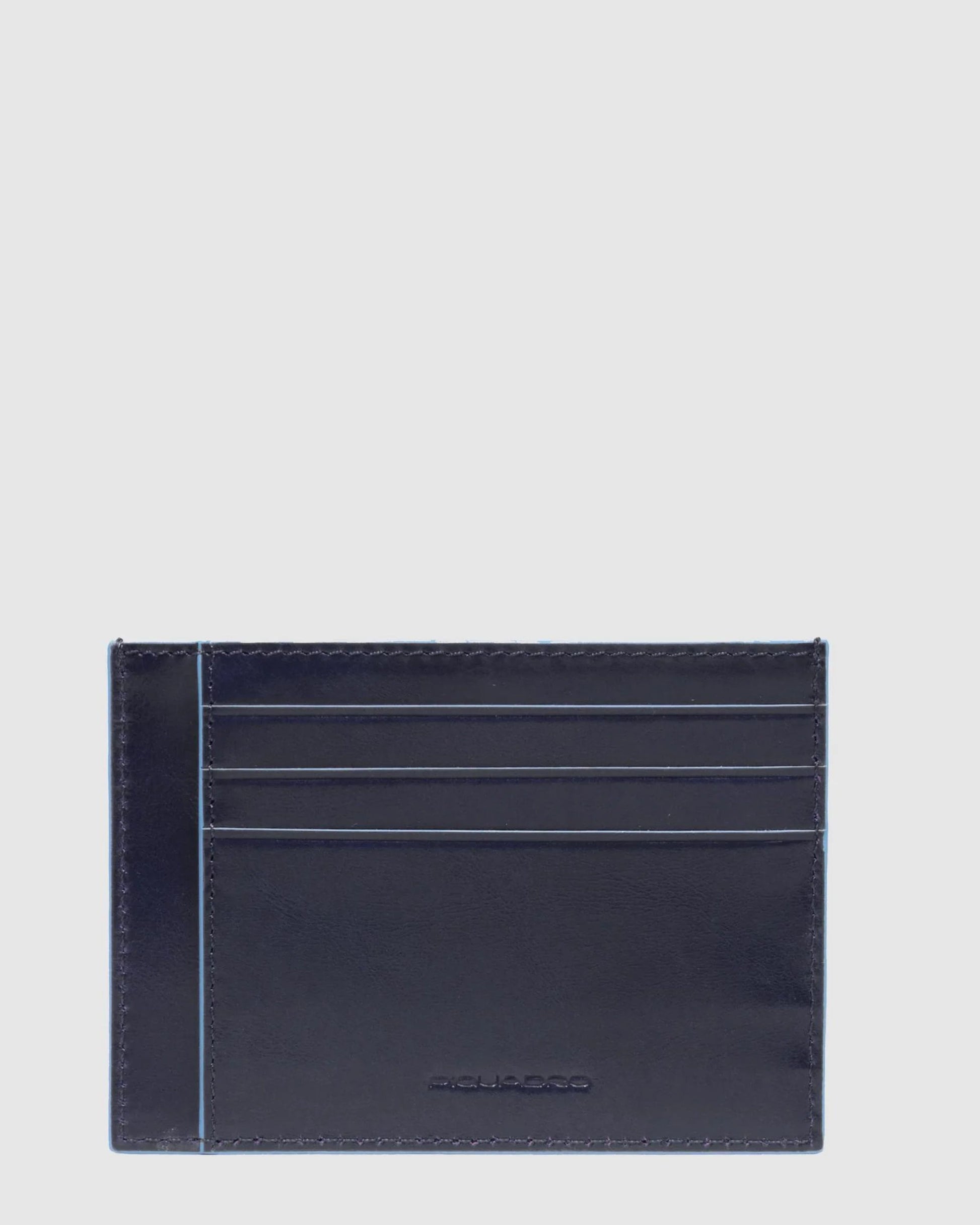 BLUE SQUARE LEATHER MEN S SLIM CREDIT CARD HOLDER WITH RFID PROTECTION BLUE