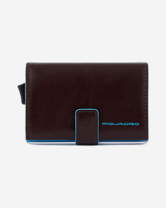 Piquadro Blue Square Credit Card Holder Case