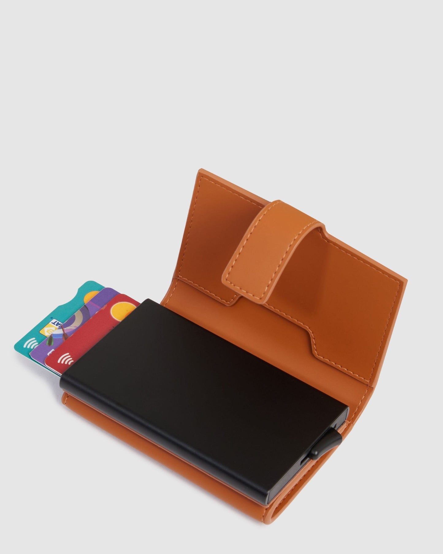 Piquadro Metal Credit Card Holder Tobacco Brown
