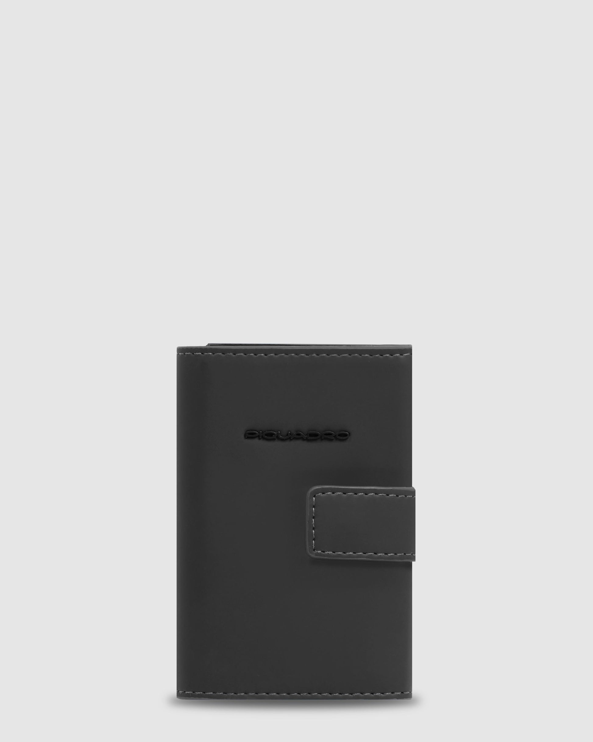 Piquadro Corner Special Credit Card Holder In Metal And Rubberized Fabric Black