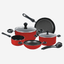 Prestige Cookware Set 9Pc Value Pack Non-Stick Red