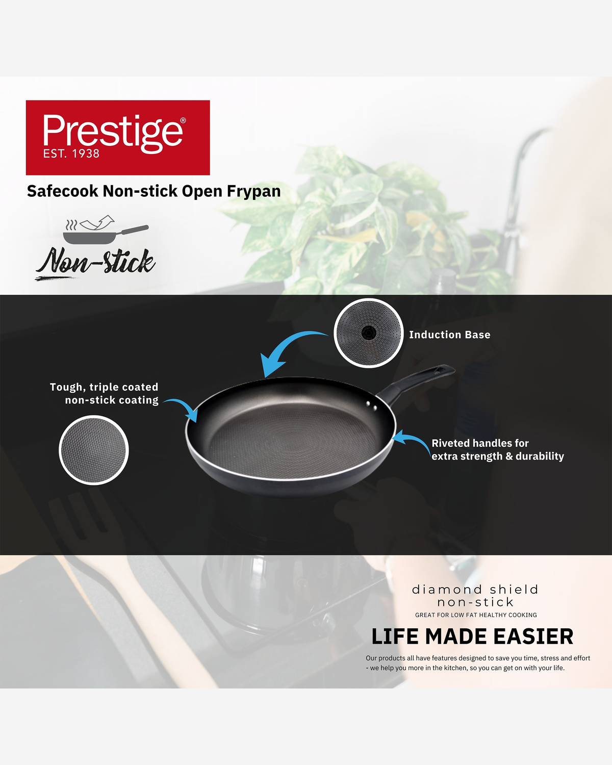 Prestige Safecook Fry Pan 32cm Black Non-Stick
