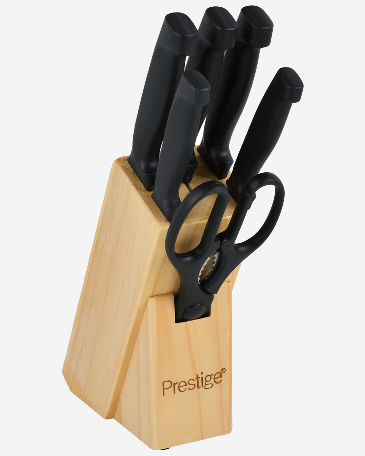 Prestige Knife Block Set 7Pc Stainless Steel with Scissors