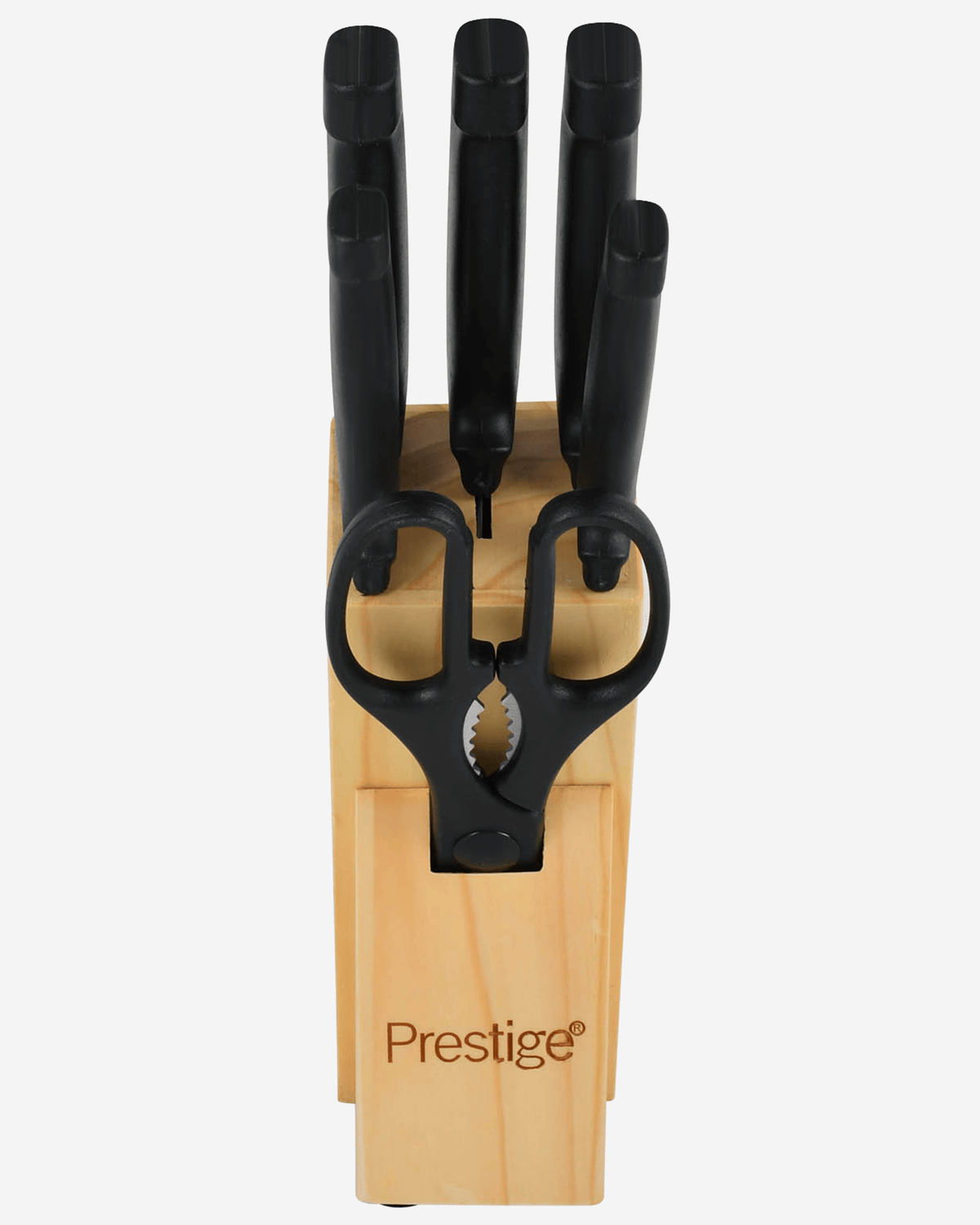 Prestige Knife Block Set 7Pc Stainless Steel with Scissors