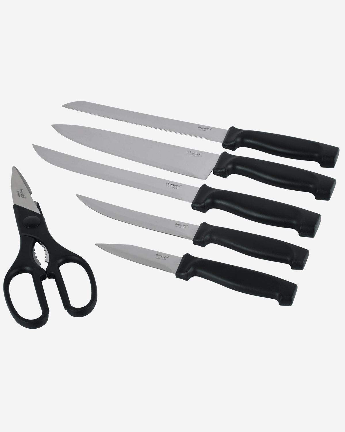 Prestige Knife Block Set 7Pc Stainless Steel with Scissors