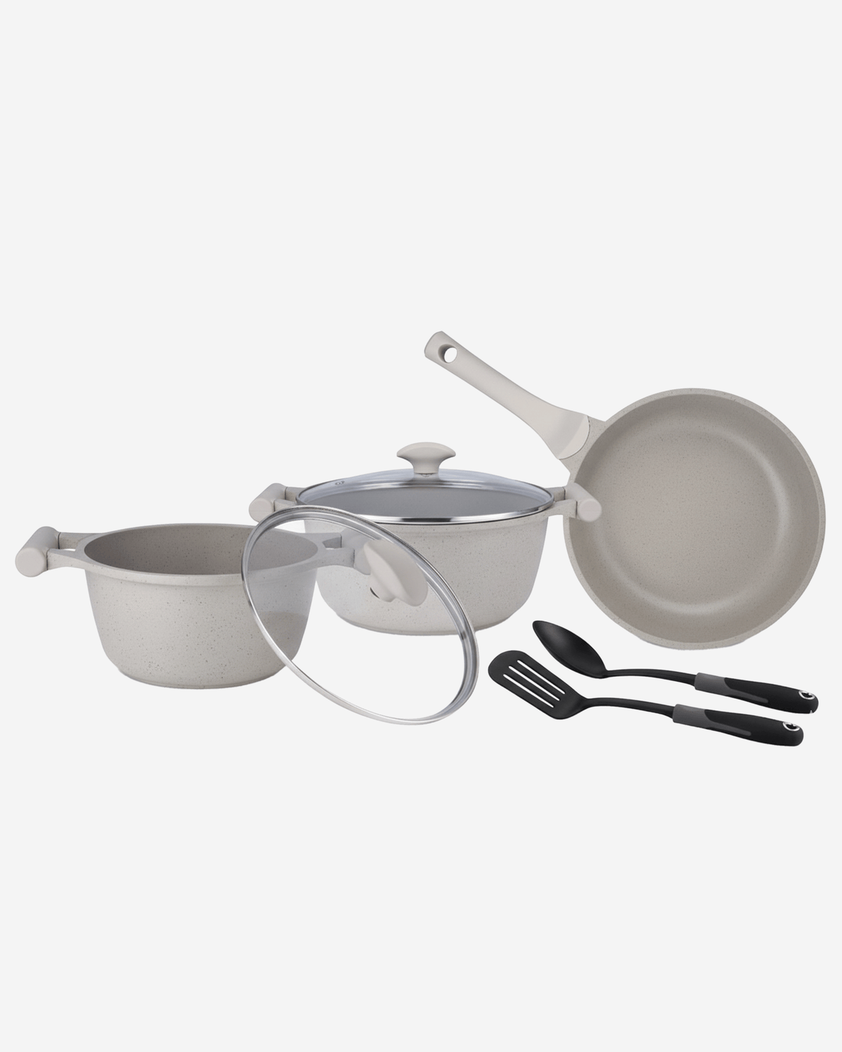 Prestige Essentials Cookware Set 7Pc Granite Grey Non-Stick Induction Compatible