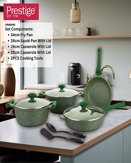 Prestige Granite Set 9Pc Black