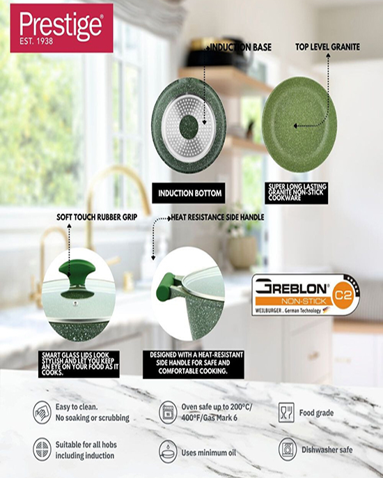 Prestige Granite Combo 2Pc Fry Pan 24+28Cm Black