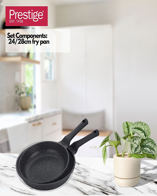 Prestige Granite Combo 2Pc Fry Pan 24+28Cm Black