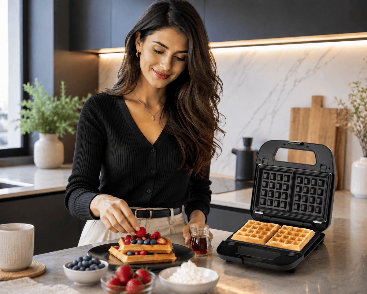 Kenwood Sandwich Maker, 3-in-1 & Removable Non-Stick Plates, Silver/Black – SMM02.000SI (ESMA Certified)