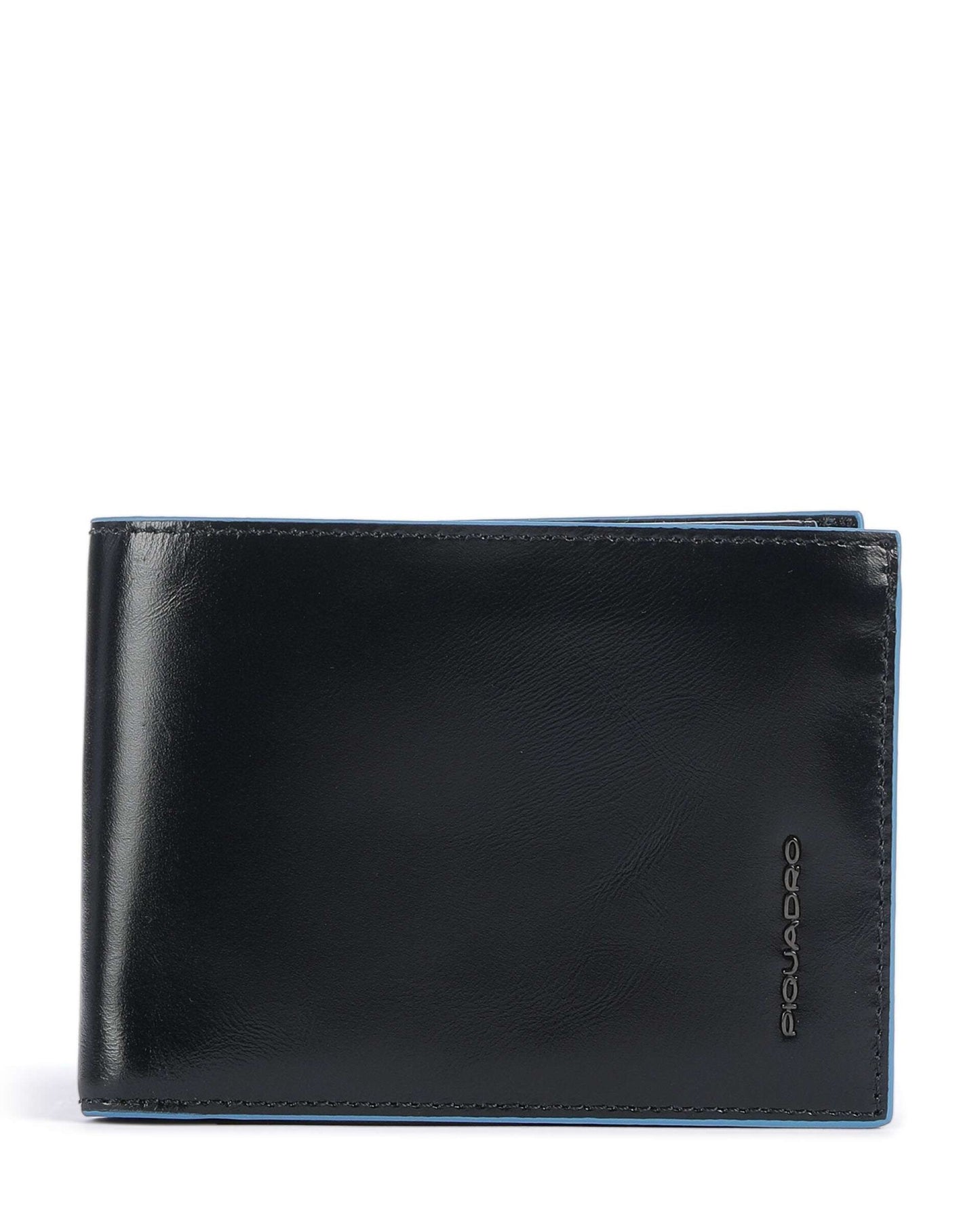 BLUE SQUARE MEN¿S LEATHER WALLET WITH FLIP UP ID WINDOW COIN POCKET CREDIT CARD SLOTS AND RFID PROTECTION BLUE